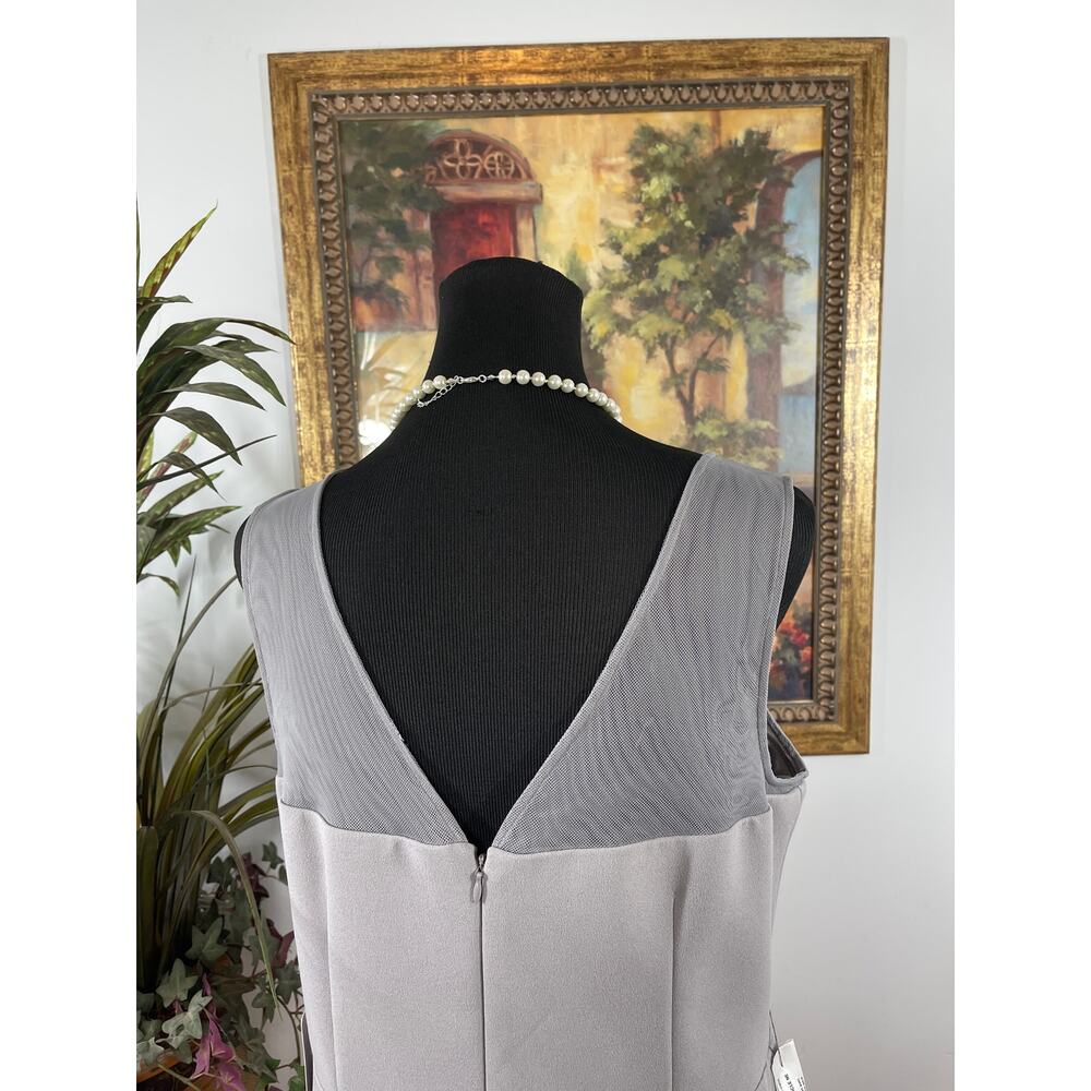 JS Collection Shift Dress Women's 12 Silver Scoop Neck Sleeveless Cocktail Party - Picture 4 of 11